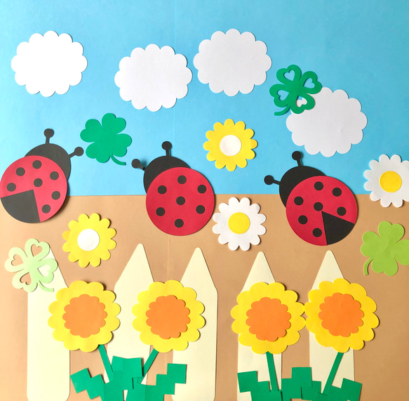 【春の壁面】てんとう虫　保育園　幼稚園　施設　４月　５月　入園 1枚目の画像