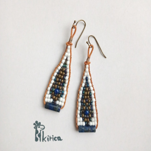☆ラピスの木 革紐のピアス(#1058) ピアス（フック・チェーン） Kirica 
