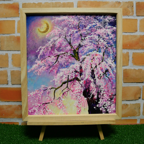 油絵 絵画 【三日月の桜】 絵画 HR 通販 15413133|Creema 油絵 絵画 【三日月の桜】 絵画 HR 通販 15413133|Creema