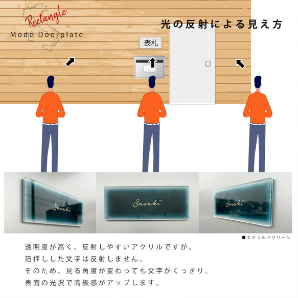 表札 長方形 Mode Doorplate 筆記体No2 9枚目の画像