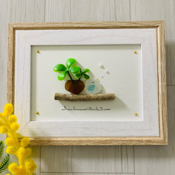 3090 シーグラスアート お月見 満月 小鳥 インテリア雑貨 壁掛け 置物 3090 シーグラスアート お月見 満月 小鳥 インテリア雑貨 壁掛け 置物