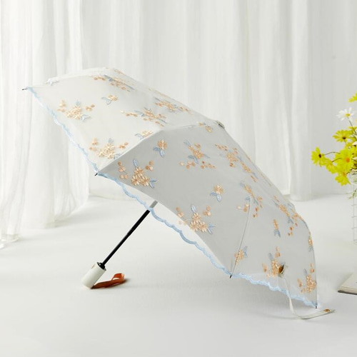 217新品LANVINcollection晴雨兼用折りたたみ日傘フラワー刺繍 セール 20%OFF】晴雨兼用折りたたみ日傘 ラメ×フラワー刺繍