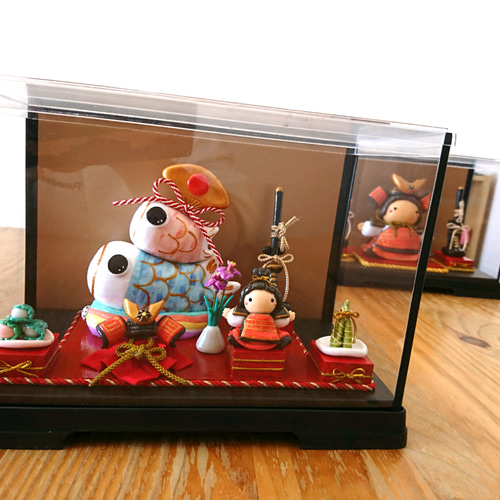 賑やかな 五月人形 こどもの日 端午の節句 こいのぼり 男の子 かしわ