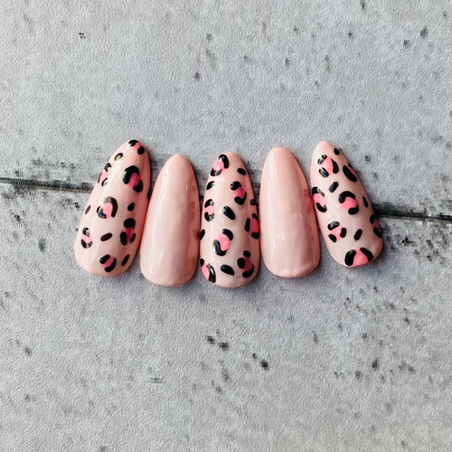ネイルチップ ヒョウ柄 ピンク 大人可愛い ネイルチップ（つけ爪） Ati
