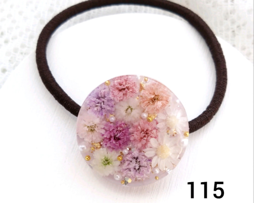 レジン　ヘアゴム　蝶　琥珀色　かすみ草 a36a24652001b76b18cfcb5964e1ca