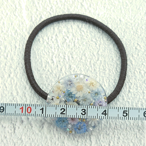 ヘアゴム レジン ハンドメイド かすみ草 ドライフラワー 押し花