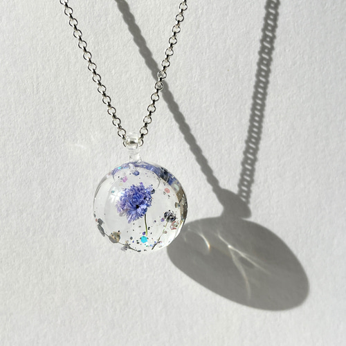 No.1244☆ハンドメイド☆かすみ草♡フラワーレジンネックレス