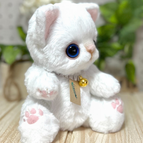 テディベア　作家　アーティスト　猫　白猫　シュタイフ ぬいぐるみ アーティストベア ベビー ネコちゃんシリーズ テディベア 白猫