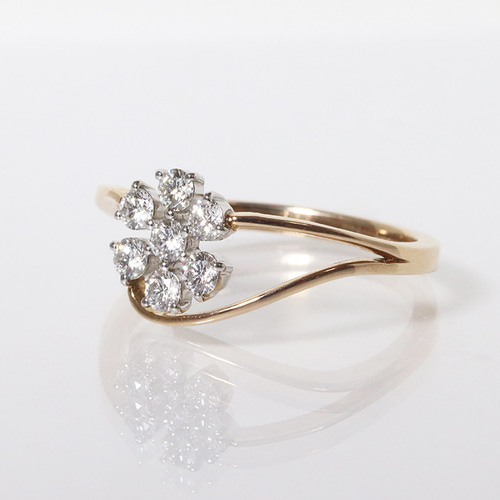 プラチナ K18 ダイヤモンドフラワーリング 0.30ct 18金 指輪