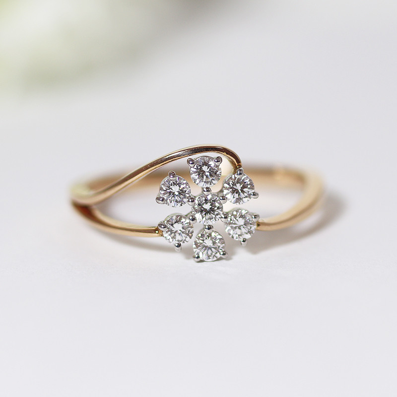 プラチナ　K18　ダイヤモンドフラワーリング　0.30ct　18金　指輪　Pt900　お洒落　可愛い　花　flower