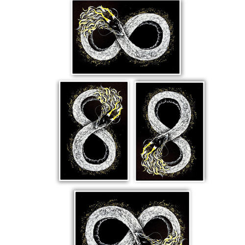 絵画　ラッキー 開運アート•絵画風 2025年巳年】✨二黒土星ラッキーカラー蛇✨No