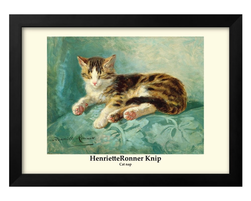 1-0968□ポスター 絵画 A3サイズ 『ヘンリエッタ・ロナー＝クニップ 猫