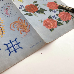 SALE ビンテージのイングリッシュガーデン刺繍図案 　フラワー刺繍図案　アンティークペーパー　ビンテージ紙もの　古い紙 2枚目の画像