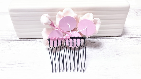 桜 つまみ細工の髪飾り ヘアコーム【ピンク】 4枚目の画像
