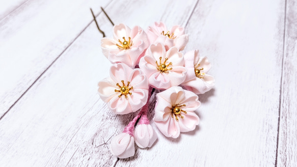 桜 つまみ細工の髪飾り 簪【ピンク】 2枚目の画像