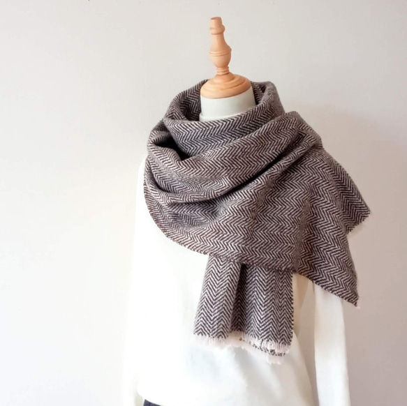 手織りストール:自然色ヤク×ラムウール【送料無料】 ストール YOSHÏKA