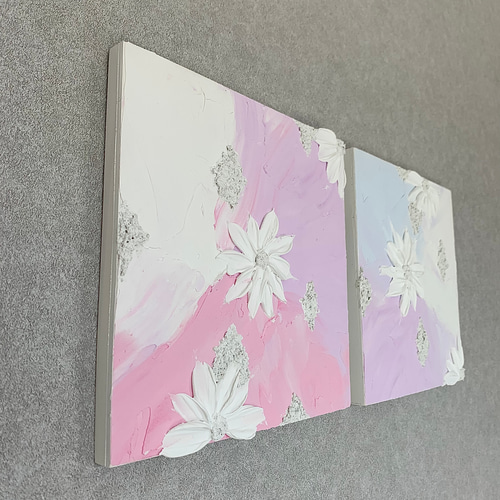 モダンアート　24×24㎝　お花　現代アート　テクスチャーアート　アートパネル モダンアート 24×24㎝ お花 現代アート テクスチャーアート