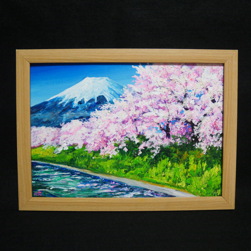 油絵 絵画 【桜並木と富士山】 絵画 HR 通販 15414867|Creema 油絵 絵画 【桜並木と富士山】 絵画 HR 通販 15414867|Creema