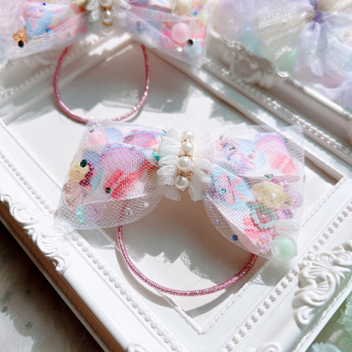 ♪シャカシャカリボンヘアゴム♪マカロン♡ 雑貨・その他 ハッピー  