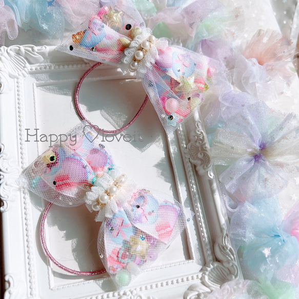 ♪シャカシャカリボンヘアゴム♪マカロン♡ 雑貨・その他
