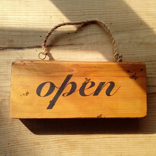 クラシック木製看板 OPEN CLOSED 吊り下げ / 自然塗装 表札・ネーム