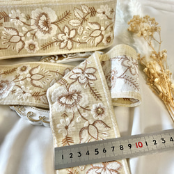 50cm  インド刺繍リボン  シルク  花柄 9枚目の画像