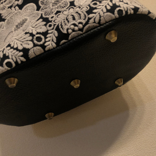 ミナペルホネン パッチワーク 楕円形ショルダーバッグ ハンドメイド