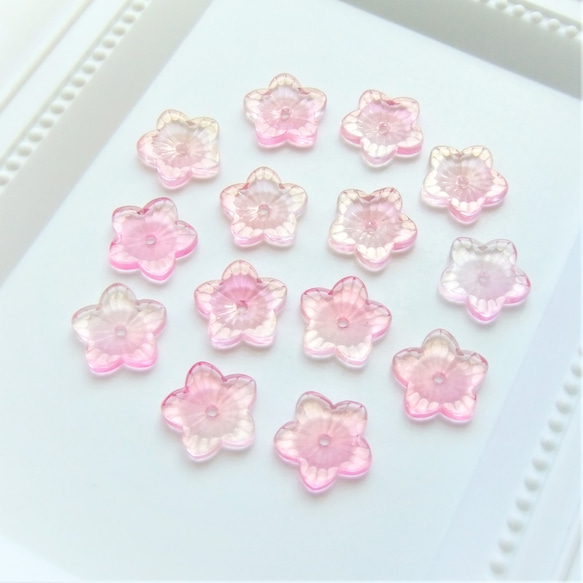 8個・ピンク・ガラスビーズ・フラワー・桜・23011215 6枚目の画像