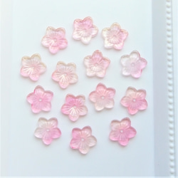 8個・ピンク・ガラスビーズ・フラワー・桜・23011215 3枚目の画像