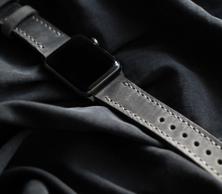 総手縫い 牛革 高級革 アップルウォッチ Apple Watch バンド レザーベルト レザー 全6色 (グレー)