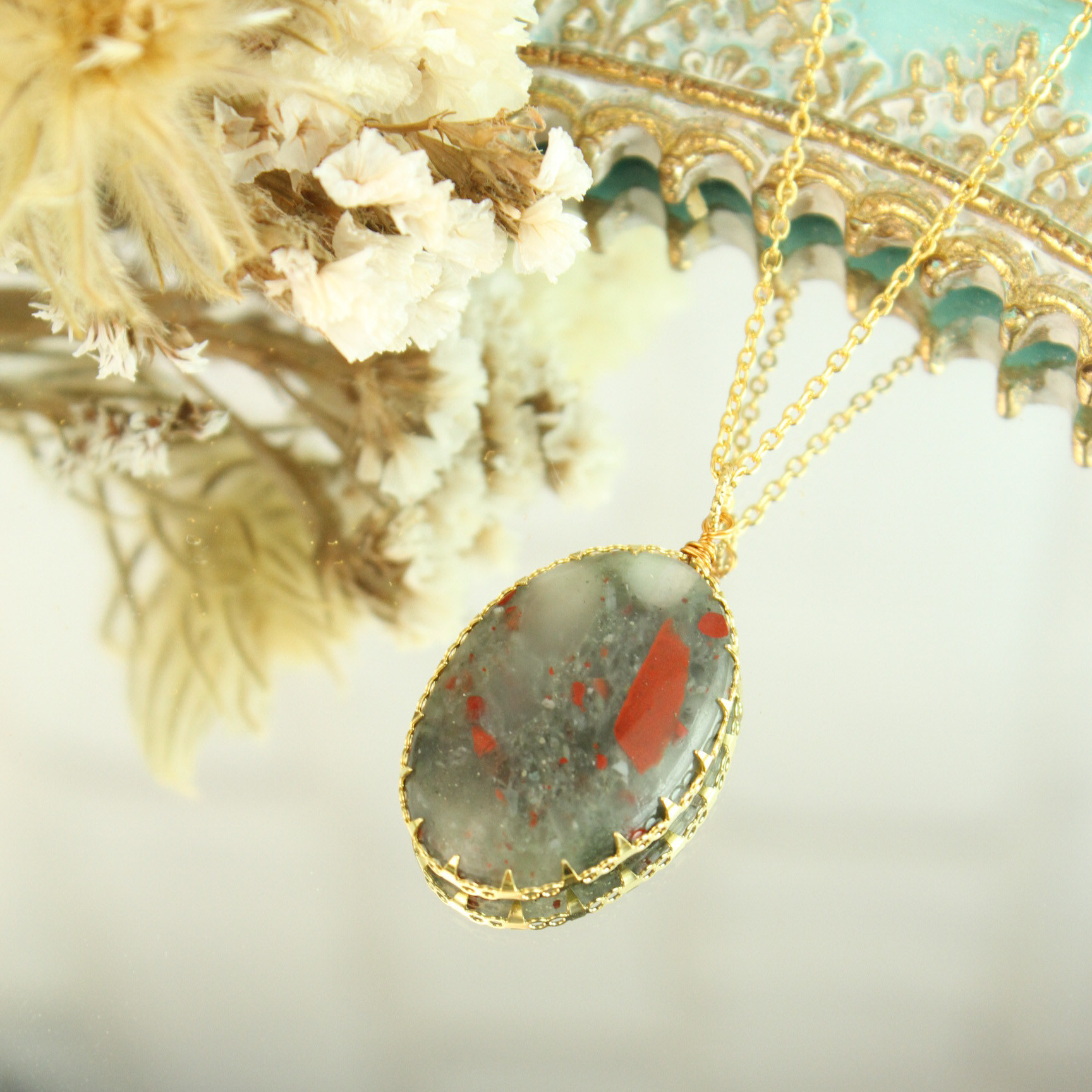 【珍しい天然石】セフトナイト(ヴァルカンジャスパー)　ネックレス