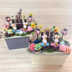 多肉植物寄せ植え〜樹脂粘土レジン(粘土細工)ガーデンピック(五月人形