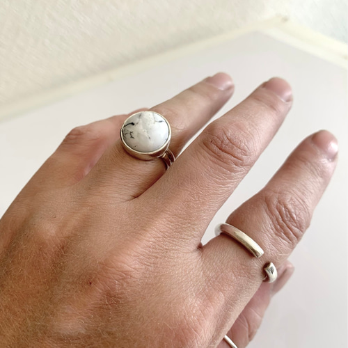 期間限定価格　ヴィンテージ　ホワイトバファロー　シルバーリング　約12号 送料無料/silver950 ホワイトバッファロー/リング/12号 指輪