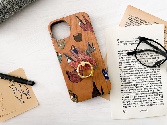 ナマケモノくんの木製スマホケース【iPhone・Xperia・HUAWEI対応】 3枚目の画像