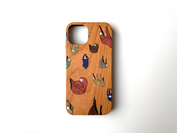 ナマケモノくんの木製スマホケース【iPhone・Xperia・HUAWEI対応】 4枚目の画像