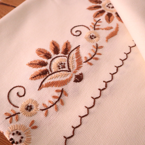 淡生成りVintageレース クロッシェ手刺繍生地パーツ 大判