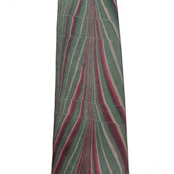 【一点物】墨流し染ネクタイ　ワイン緑線柄-NN15 2枚目の画像