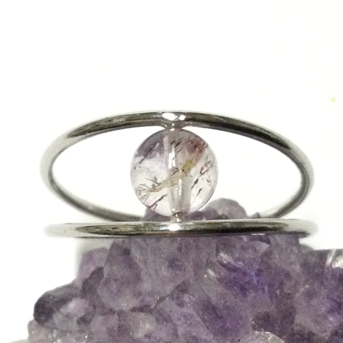 高品質　スーパーセブン　天然石大粒リング 運気・金運アップ・ヒーリング】大ぶり高品質スーパーセブン