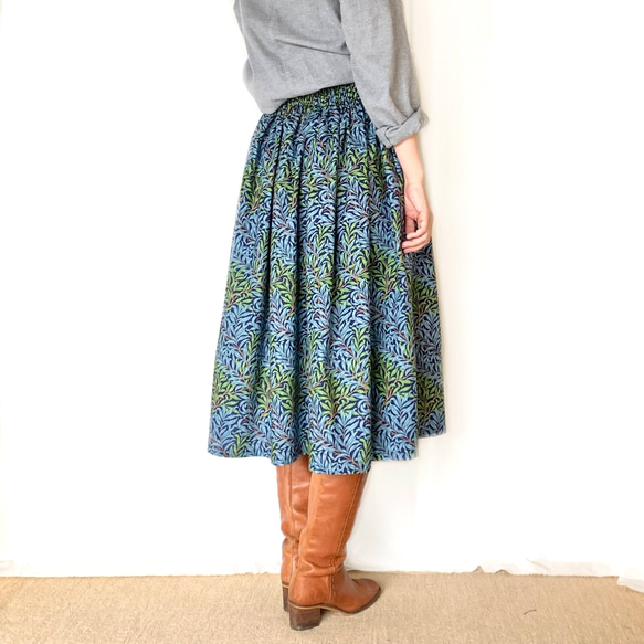 【人気】\\William Morris ウィローボウ// 選べるゴムサイズのスカート( GREEN×BLUE ) 5枚目の画像