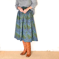 【人気】\\William Morris ウィローボウ// 選べるゴムサイズのスカート( GREEN×BLUE ) 2枚目の画像
