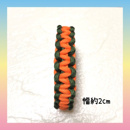 パラコード首輪☆オレンジ×カーキ リード・首輪 angel_devil 通販