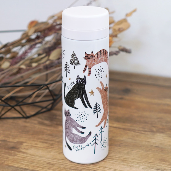 スリムサーモステンレスボトル【北欧の猫】 マグカップ honeybunny