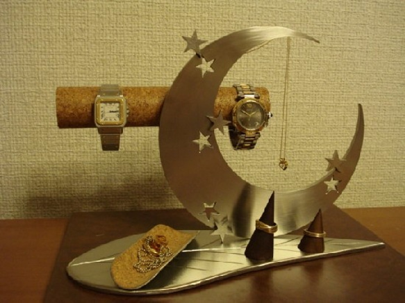 インテリア　アクセサリースタンド　腕時計スタンド　リーフ三日月腕時計、ネックレス、リングスタンドトレイ 9枚目の画像