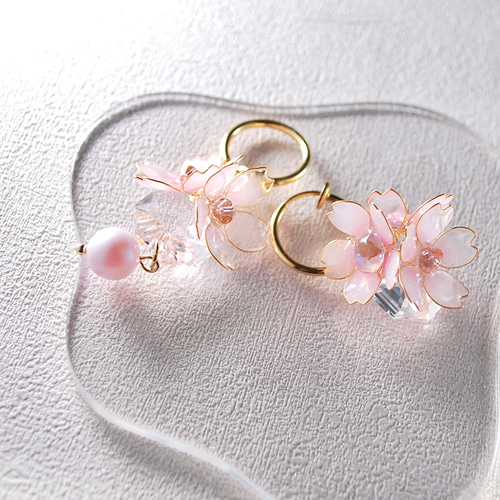 春爛漫 桜のピアス イヤリング イヤーカフ 両耳 イヤリング