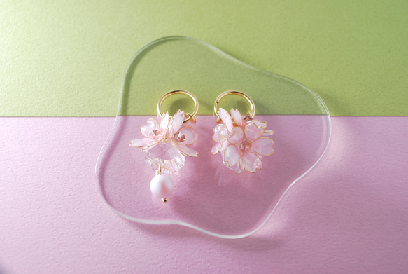 春爛漫 桜のピアス イヤリング イヤーカフ 両耳 5枚目の画像