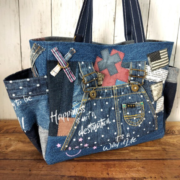 サイドポケットデニムバック No.381 ～ デニムリメイク ショルダー