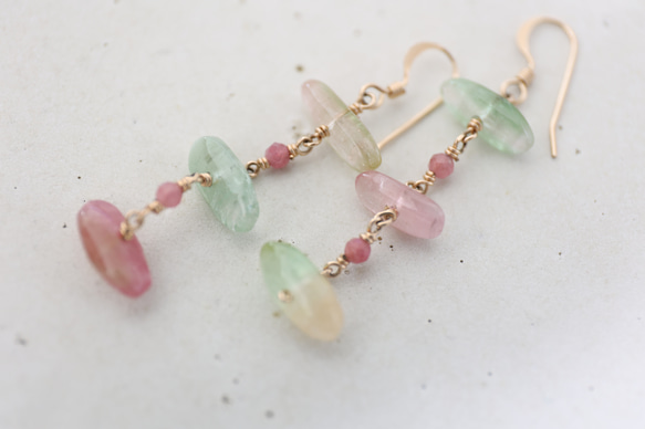 14KGF pastelcolor　tourmaline　pierce[kgf5107] 5枚目の画像