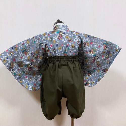 おまけ付き】男の子 ベビー袴 キッズ袴 着物 布兜 ハンドメイド こども