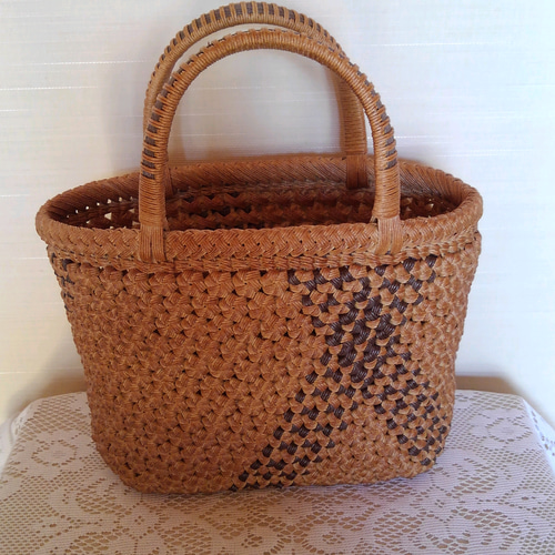 柿渋染めクラフトかご（花結び） かごバッグ さくらのなごみ 通販