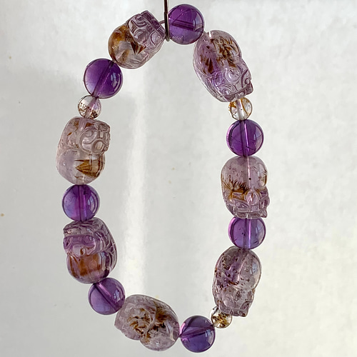 【極上,希少,美品】カコクセナイトインアメジスト １１㎜　ブレスレット 極上,希少,美品】カコクセナイトインアメジスト 11㎜ ブレスレット